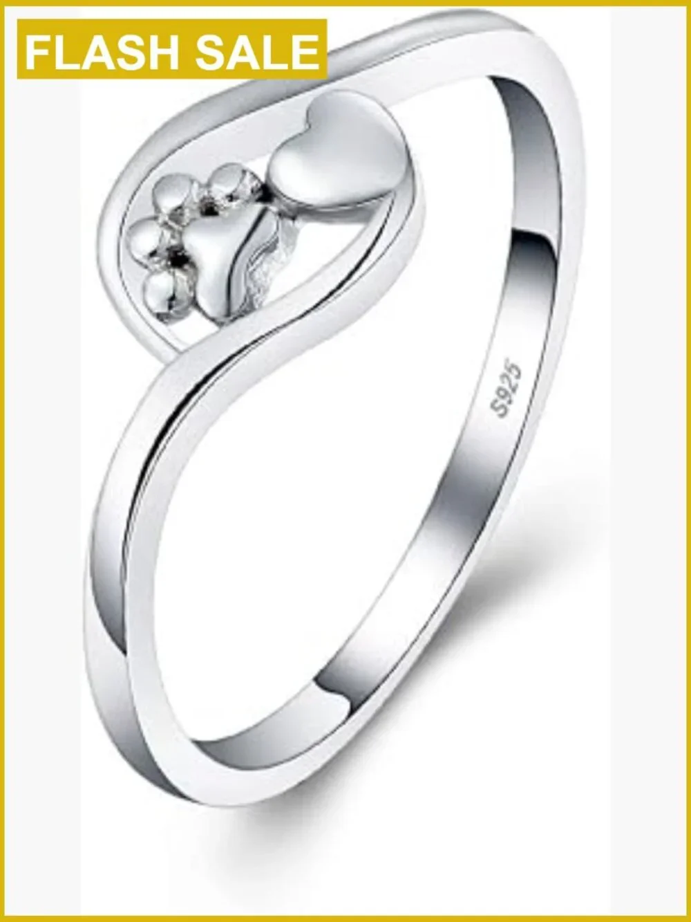 Sterling Silver Dog Paw Print Ring - Eternity Band Jewelry